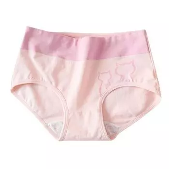 Нижнее белье с милым принтом и высокой талией, хлопковые женские трусы, бесследное и минималистское модное нижнее белье M