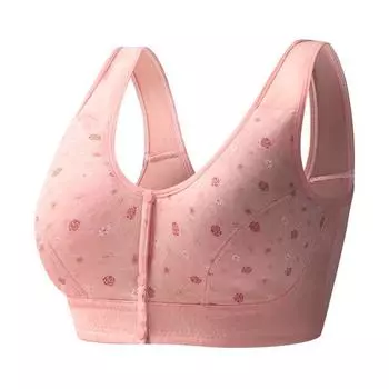 Нижнее белье с напечатанной пряжкой спереди, женский мягкий хлопковый бюстгальтер-майка, нижнее белье большого размера без металлической оправы 36/80