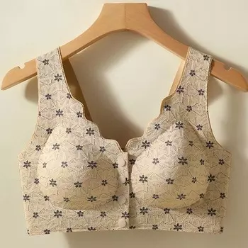 Нижнее белье с открытой пряжкой спереди для женщин среднего и пожилого возраста, бюстгальтер нижнего типа, бюстгальтер большого размера L чёрный