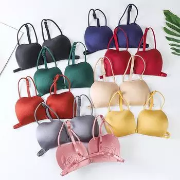 Нижнее белье с прямыми бретелями для девочек. Тонкий бюстгальтер с пуговицами спереди, без стальных колец. One Size