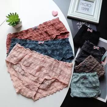 Нижнее белье с пузырьками, милые женские кружевные трусики с низкой посадкой, женские трусы с низкой посадкой One Size чёрный