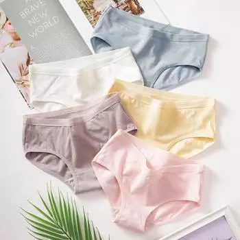 Нижнее белье с рисунком для девочек, удобные хлопковые трусики с большой талией, симпатичное нижнее белье, треугольные трусики L белый