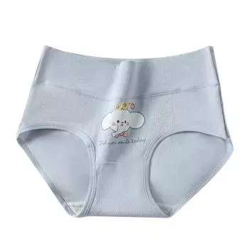 Нижнее белье с высокой талией и принтом, женские треугольные брюки из чистого хлопка, бесшовное эластичное нижнее белье M