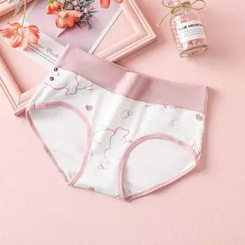 Нижнее белье с высокой талией и принтом для женщин, японский стиль, чистый хлопок, женские треугольные брюки с животом, бесшовное дышащее и удобное нижнее белье M