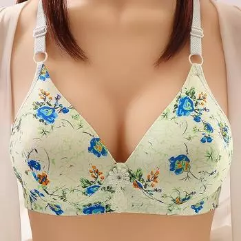 Нижнее белье [сетка Thousand Birds] Бесшовный женский сексуальный бюстгальтер Ice Silk с боковой грудью без стального кольца, собирающий удобный бюстгальтер 36/80BC