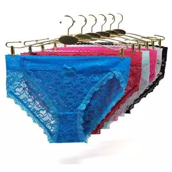 Нижнее белье, сексуальные трусы, нижнее белье, прозрачные женские кружевные трусики, 6 шт./лот M