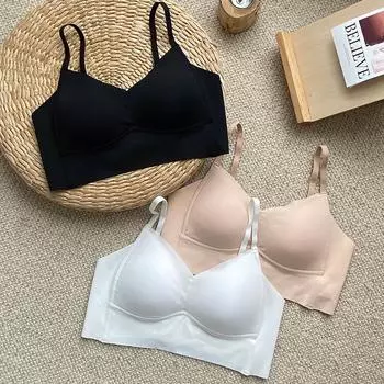 Нижнее белье Шаньтоу женское тонкое спортивное нижнее белье без стальных колец собирает большую грудь и маленькие подтяжки спортивный бюстгальтер M белый