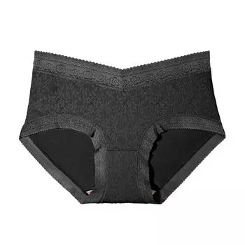 Нижнее белье со средней посадкой, антибактериальные треугольные брюки, сексуальное кружевное нижнее белье, дышащее женское нижнее белье M чёрный