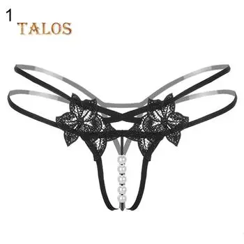 Нижнее белье Talos Sexy G-String с цветочным кружевом и ремешком, имитация жемчуга, для медового месяца
