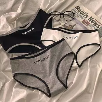 Нижнее белье Трусы из чистого хлопка со средней талией Женские треугольные трусы Все хлопковые тонкие дышащие трусики с промежностью M белый