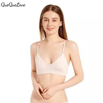 Нижнее белье Удобный дышащий бюстгальтер, облегающий форму груди, съемная подкладка для груди без косточек S бежевый