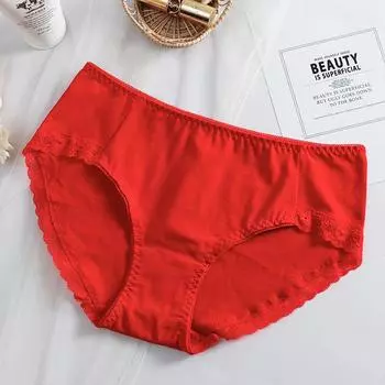 Нижнее белье, женские антибактериальные трикотажные шорты из чистого хлопка со средней талией, дышащие треугольные шорты с приподнятыми бедрами M красный
