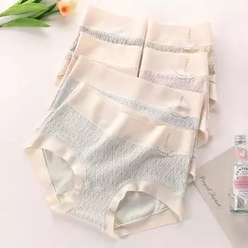 Нижнее белье Женские бесшовные антибактериальные трусы со средней талией 5А M