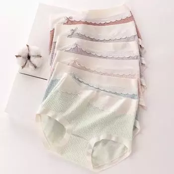 Нижнее белье Женские хлопковые 5А антибактериальные трусы со средней талией без следов M