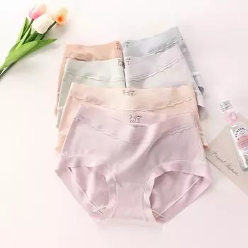 Нижнее белье, женские хлопковые трусы для беременных, антибактериальное промежность 5А для ранних сроков беременности, специальное бесшовное нижнее белье для беременных M