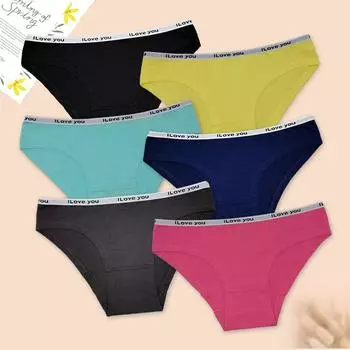 Нижнее белье, женские хлопковые трусы, однотонные сексуальные женские трусики для девочек, нижнее белье, 6 шт./лот M