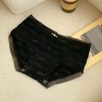 Нижнее белье, женские сексуальные кружевные шорты из ледяного шелка с промежностью, большие летние тонкие шорты со средней талией L фиолетовый