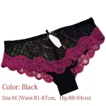 Нижнее белье Женские сексуальные стринги Кружевные трусы Полые трусы Ультратонкие трусики Трусики с низкой посадкой M