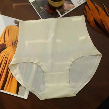 Нижнее белье, женские шелковые антибактериальные трусы с высокой талией, утягивающие живот, эластичные и дышащие трусы с подтяжкой бедер, шорты M зелёный