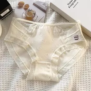 Нижнее белье женские трусы А-класса хлопковые трусики средней талии для девочек кружевные края удобные дышащие бесшовные трусики для женщин M светло-розовый