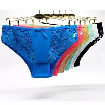 Нижнее белье, женские трусы, хлопковые сексуальные кружевные трусы, 6 шт./лот M