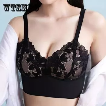 Нижнее белье, женский бюстгальтер размера плюс 5XL, укороченный топ, сексуальный липкий кружевной невидимый бюстгальтер пуш-ап, чувственное нижнее белье