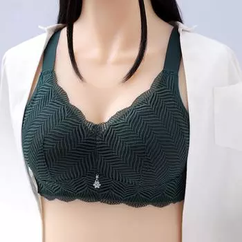 Нижнее белье женский тонкий бюстгальтер без стального кольца полная чашка ультратонкий большой размер сборка против провисания уменьшение груди 75B