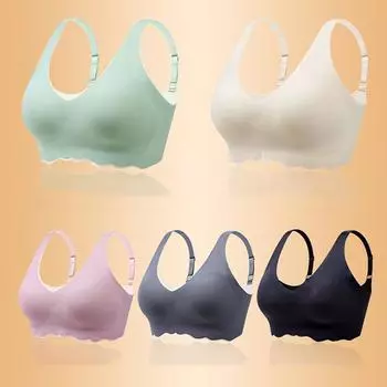 Нижнее белье женское большого размера бюстгальтер сборка крышка ультратонкая модель без стального кольца, сборка груди, антипровисание лето 75B зелёный