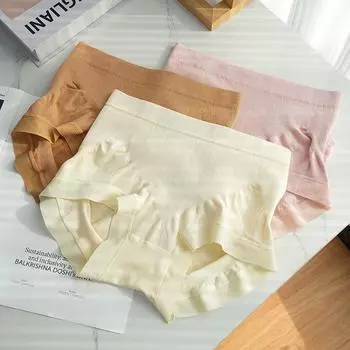 Нижнее белье женское летнее большое однотонное среднее по талии дышащее треугольное для утяжки талии приподнимающее бедра удобные трусики M