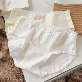 Нижнее белье женское летнее тонкое дышащее чистое хлопковое промежность без следов трусы средней талии для девочек-студенток полностью хлопковые женские треугольные трусики M