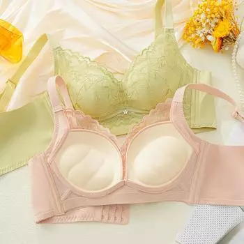 Нижнее белье женское маленькая грудь собирает и показывает большие толстые пропаренные хлебные чашки для сбора вторичной груди, против провисания, без стального кольца кружевной бюстгальтер в сумме 75B чёрный