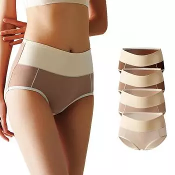 Нижнее белье Женское нижнее белье с высокой талией Чистые трусики из хлопка Большие размеры Все хлопковые бесшовные шорты Трусики M абрикосовый
