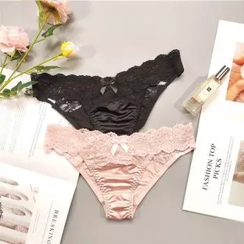 Нижнее белье женское сексуальное кружевное стринги женские трусики с вырезами с низкой талией модные трусы новые женские банты нижнее белье шорты M