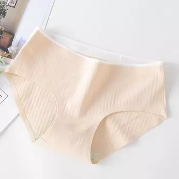 Нижнее белье женское со средней талией бесшовное, трусики дышащие, чистое женское белье, хлопковые треугольные трусики M чёрный