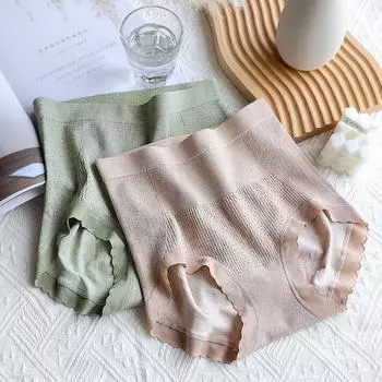 Нижнее белье женское супер эластичное большого размера с высокой талией и компрессией живота, трехмерное поднятие бедер, антибактериальная пряжа, треугольные трусики M