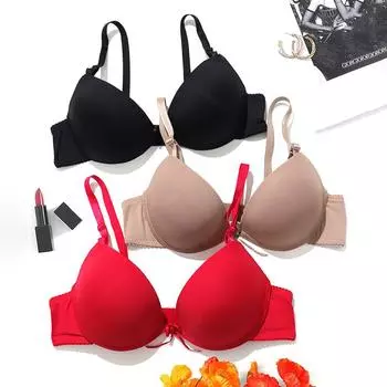 Нижнее белье женское верхнее, тонкое, нижнее, толстое, треугольная чашка, маленькая грудь, удобная верхняя поддержка, новый глянцевый чехол для бюстгальтера 75B чёрный