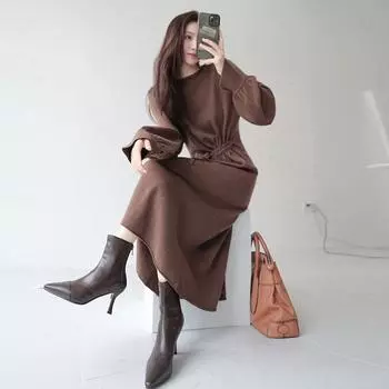 Нижнее платье-свитер женское осенне-зимнее новое стильное высококачественное и стильное пуловер для женщин one size серый