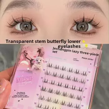 Нижние ресницы-бабочки Mengji Shangpin с прозрачным стержнем — естественные пучковые сегменты для образа мультяшной Барби.