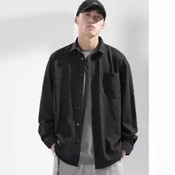 Нижняя белая рубашка, мужская с длинными рукавами, повседневная многослойная одежда высокого класса, внутренний слой, рубашка городского мальчика, внешний слой M чёрный