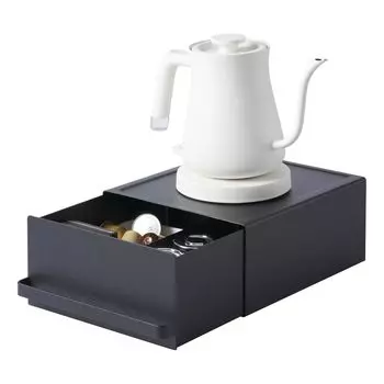 Нижняя полка для кухонного прибора Yamazaki Jitsugyo с ящиком, черная xx, выдвижная полка для хранения мелких предметов, для хранения чайных пакетов 2019 [готовый продукт]