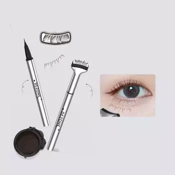 Нижняя ресница Stamp Maquillage Professionnelle Eyelash Seal Eyeliner Pen Водостойкая и устойчивая к поту подводка для глаз 2 в 1 1PCS коричневый