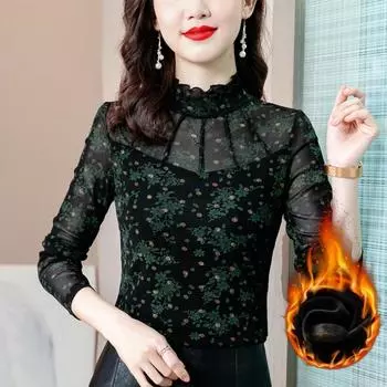 Нижняя рубашка Зимняя новая футболка с принтом Inner Feeling Temperament Верхняя рубашка M