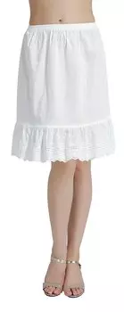 Нижняя юбка 55 см длиной до колена хлопковая короткая кружевная нижняя юбка расклешенная внутренняя юбка эластичный пояс нижнее белье японское свадебное платье кимоно белое L белый