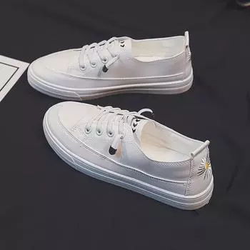 Низкие белые туфли женские новые весенне-летние универсальные легкие туфли на мягкой подошве для отдыха для студентов без застежек на плоской подошве 35
