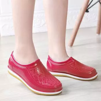 Низкие ботинки Cylinder Rain Boots Женские резиновые сапоги Work Waterproof Shoes 36 зелёный