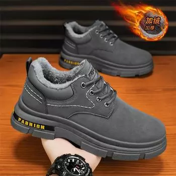 Низкие ботинки из утолщенного хлопка и бархата, зимняя теплая повседневная обувь, классические простые ботильоны, удобная обувь для прогулок на открытом воздухе 39 чёрный