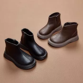Низкие ботинки Martin из натуральной кожи для девочек и мальчиков 2024 года — короткие ботинки в британском стиле для осени и зимы EU 22 - 14 cm insole