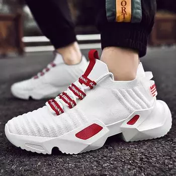 Низкие массивные дышащие кроссовки большого размера, высококачественные, летние, нескользящие, на платформе, мужские туфли 39 красный