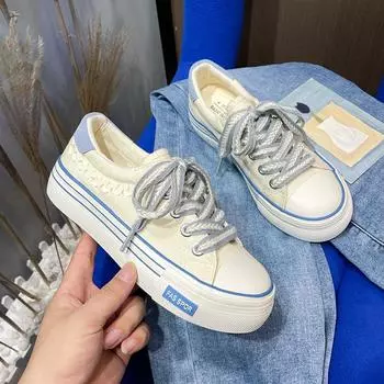 Низкие парусиновые туфли для детей Maihui Flat-Bottom Niche Casual Shoes Универсальные модные туфли для доски 35 бежевый