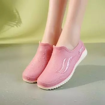 Низкие резиновые туфли женские летние мокасины без застежек непромокаемые резиновые сапоги женские галоши короткие резиновые туфли женские мягкие резиновые галоши CN 36 зелёный
